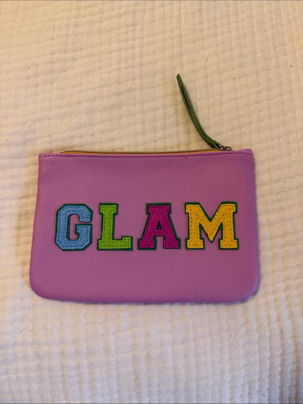 ipsy Lilac Cosmetic Pouch with Multicolor GLAM Letters